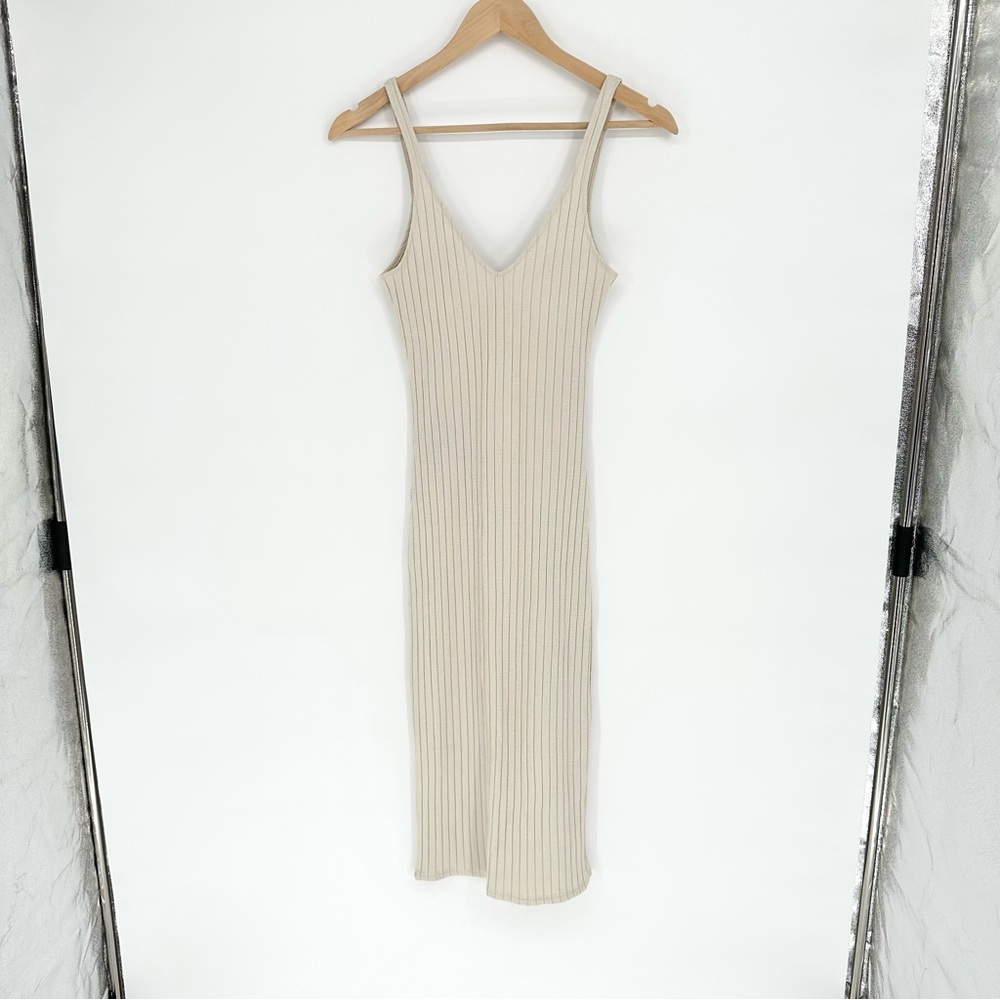 NWT Zara Ribbed Midi Dress in Light Sand, Size Small - Picture 7 of 12